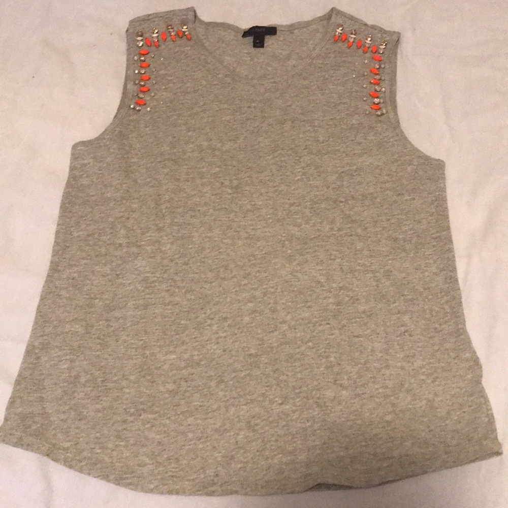 J. Crew Jeweled Muscle Tee Sz M like new!
